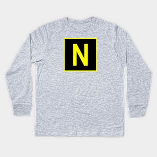 N - November - FAA taxiway sign, phonetic alphabet Kids Long Sleeve T-Shirt